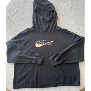 Nike Men's Black Hoodie Pullover Logo Graphic Sweatshirt Size L